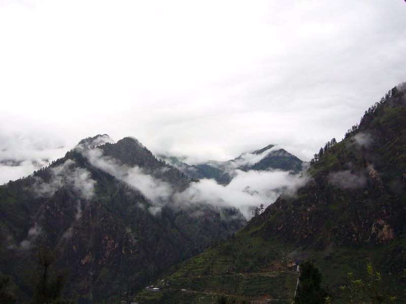The cloudy hills.